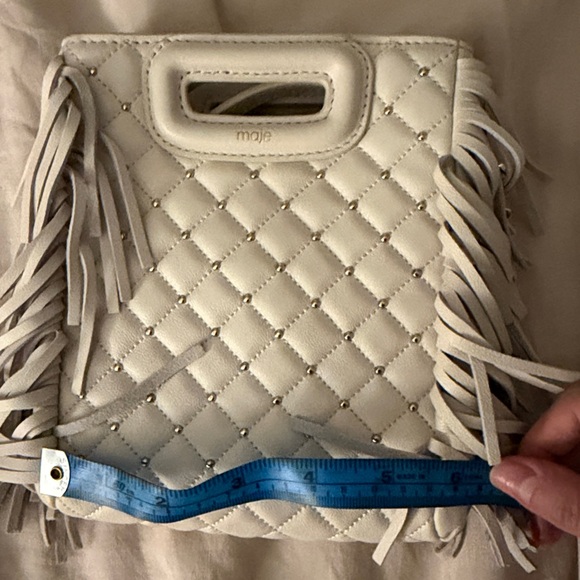 Maje Cream Quilted Fringe Crossbody Bag - Picture 3 of 4